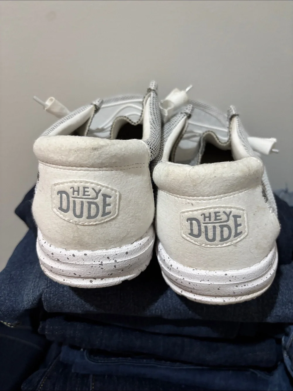 Hey Dude Light Gray Knit Slip-Ons with Tassel Laces